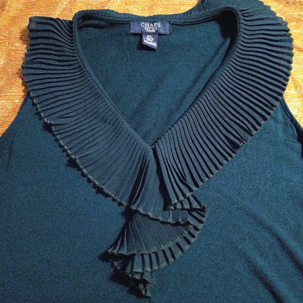 SALE! Teal sleeveless top with ruffle